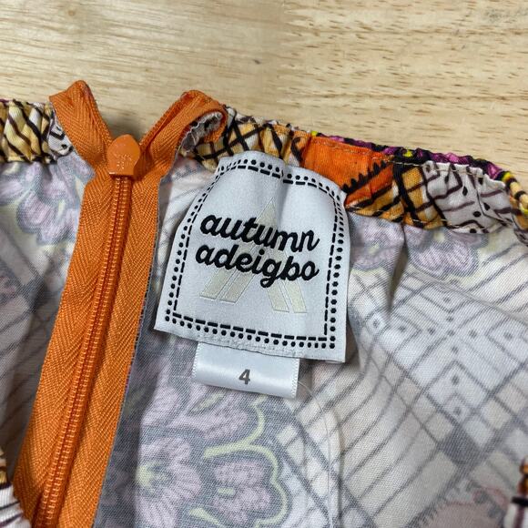 Autumn Adeigbo NWOT Ilona Floral Print Side Cutout Puff Sleeve Blouse Size 4 - Picture 7 of 12